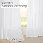 RYB HOME White Semi Sheer Curtains for Small Window 45 inches Long | Light Filtering Privacy, Boho Country Rustic, Kitchen Cafe Bathroom RV Camper, Rod Pocket,White, W34 x L45, 2 Panels - Image 7