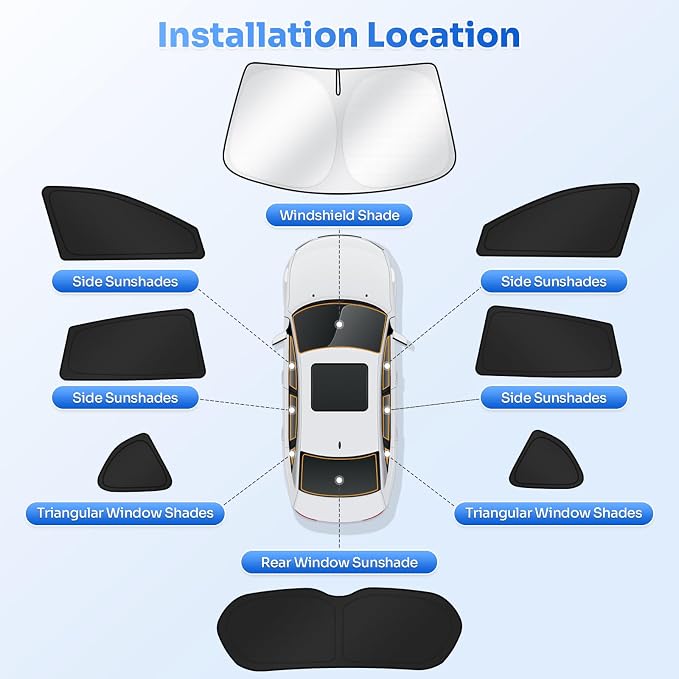 Canvcle Window Shades for 2013-2018 Toyota RAV4 Accessories Windshield Sun Shade Side Rear Window Cover Sunshade Sun Visor Shield Privacy Protection for Camping Keep Vehicle Cool Black 8PCS - Image 5
