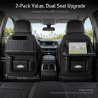 2 Pack Leather Look Car Backseat Organizer with Tablet Holder, Foldable Tray, 8 Storage Pockets, Cup Holder, Tissue and Umbrella Slots, Seat Back Protector Kick Mat for Cars SUVs Trucks - Image 9