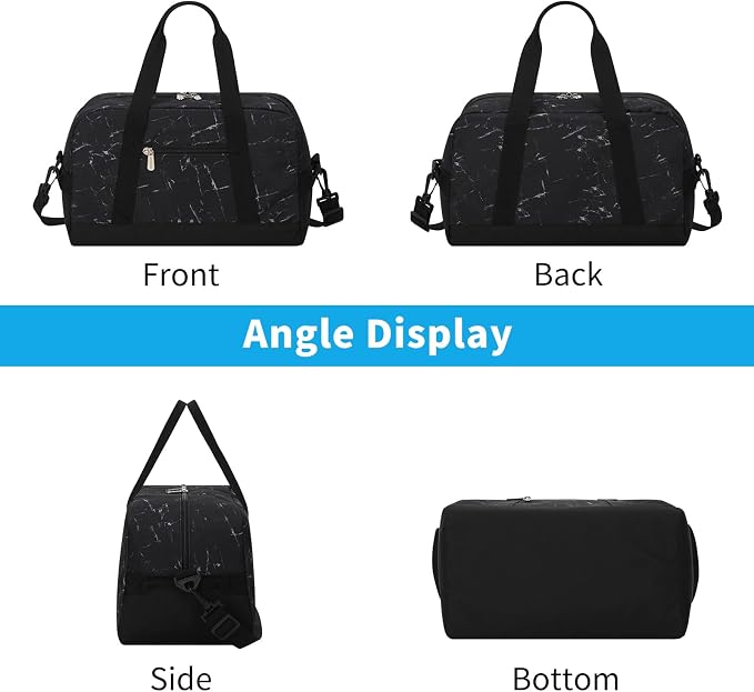 Apenze Small Gym Bag 14 inch lightweight Carry On Mini Duffel Bag for Travel Sport - Marble Black - Image 7