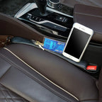 Supin 2 Prices Car Seat Gap Filler Pad PU Leather Console Side Pocket Organizer and one Cup for Cellphone Wallet Coin Key (Black) - Image 2