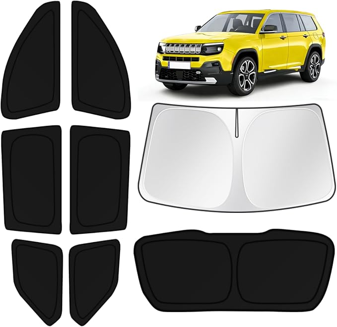 KUST Car Window Shades for Jeep Grand Cherokee 2022-2025 2026 Windshield Sun Shade Side Window Cover UV Block Privacy Protection Accessories for Camping Blackout Rear Back Full Set 8PCS by KUST
