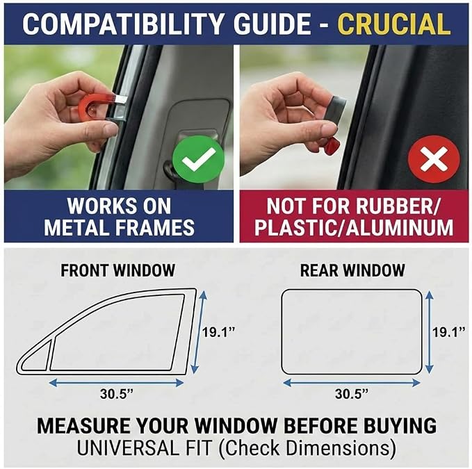XCBYT Magnetic Car Window Shades for Side Window, 100% Blackout Privacy | 4-Pack 100% blackout privacy & UV cooling for camping & naps. Magnetic attach (iron frames only) for up to 33-inch windows - Image 4