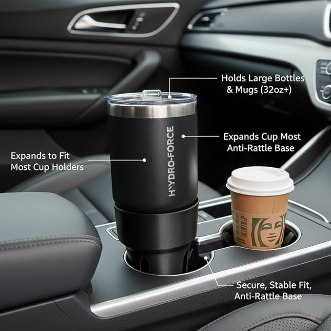 Car Cup Holder Adapter Expander for Large Cups & Bottles – Fits Yeti 24-46oz, Hydro Flask 32-40oz, Oversized Water Bottles – Universal Vehicle Insert with Secure Fit - Image 3