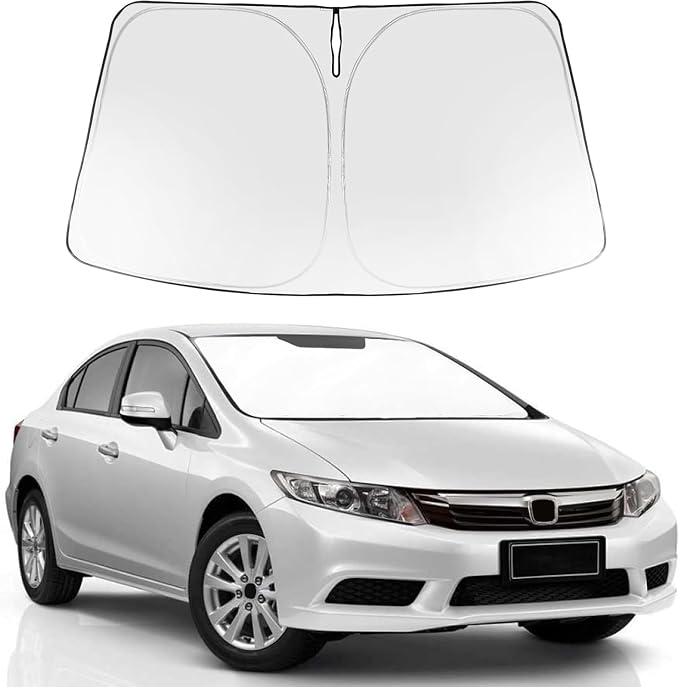Proadsy Custom Fit 2012-2015 Honda Civic Windshield Sun Shade, Blocks Heat | 240T Heat Shield, Drops Temp 54°F, Blocks 99% UV, Prevents Dashboard Cracking, Summer Parking & Beach Trips, Easy Twist-Fold by Proadsy