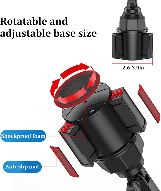 Car Cup Holder Tray, 360° Rotating 8.38" Cupholder Expander Adapter Snack Food Tray with Phone Holder, 2-in-1 Auto Interior Cup Holder Eating Table for Road Trip Travel, Universal Fit - Image 5