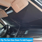 Windshield Sun Shade 2025 Car Accessories 100% Blackout Car Front Windsow Shades Umbrella Automotive Sun Visor Block Heat Insulation Protection (Red) - Image 6