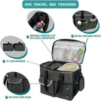 PetAmi Dog Travel Bag Organizer, Pet Supplies Diaper Tote, Dark Gray Large | Pet Travel Kit with 2 Food Containers & 2 Collapsible Dog Bowls, Luggage Sleeve, Weekend Getaway Road Trip Camping Essentials - Image 4