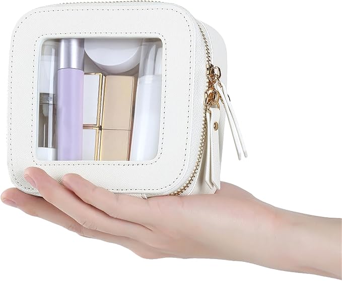 Small Clear Makeup Bag Travel Cosmetic Case, Portable Make Up Organizer Traveling Compact Car Bag for Essentials Transparent Toiletry Bag with Zipper - Image 6