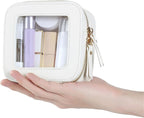 Small Clear Makeup Bag Travel Cosmetic Case, Portable Make Up Organizer Traveling Compact Car Bag for Essentials Transparent Toiletry Bag with Zipper - Image 6