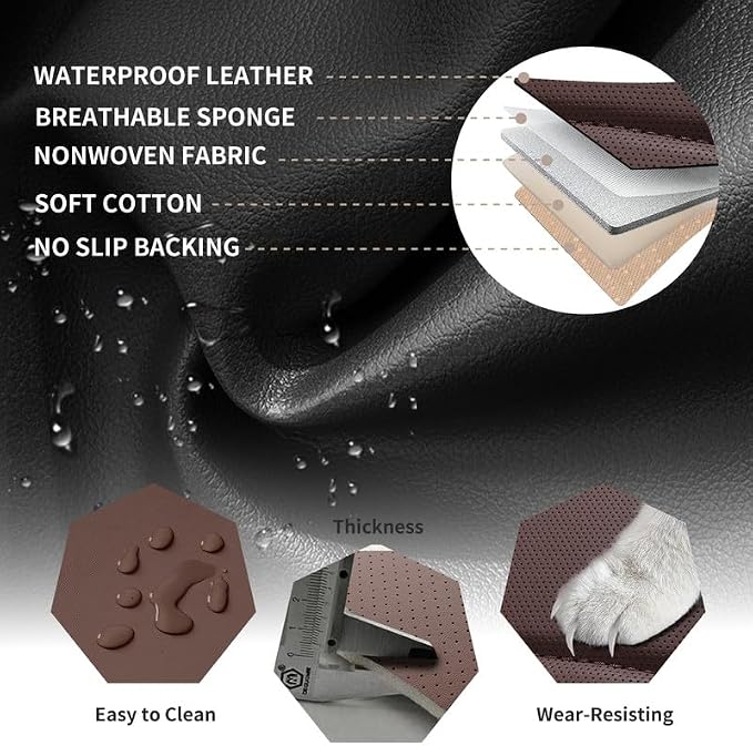 Car Seat Covers Full Set Custom Fit For Kia Niro 2017-2026 ,Black&Brown | Premium Faux Leather, Waterproof, Anti-Slip, Airbag Compatible, Breathable, Car Seat Protectors, 2 Rows 5 Seats - Image 7