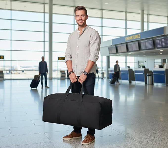DoYiKe Canvas Duffle Bag for Travel Heavy Duty Military Duffel Tent Storage | Gear Equipment Sports Camping Bag with Lockable Zipper Black Side Opening 60L - Image 7
