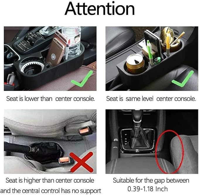 Heart Horse 2Pcs Cup Holder Portable Multifunction Vehicle Seat Cup Cell Phone Drinks Holder Box Car Interior Organizer (Black) - Image 5