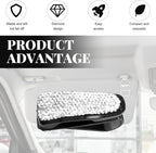 Wevdn 2 PCS Car Sun Visor Glasses Holder, Fashion Bling Car Eyeglasses Sunglasses Hanger for Women Girls, Glasses Holder Clip Hanger Mount with Ticket Card Clip, Car Accessories (White) - Image 4