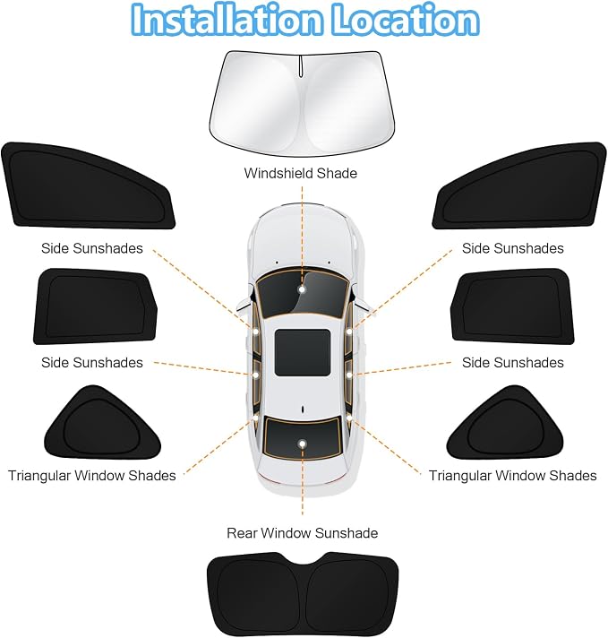 KUST Car Window Shades for Honda CR-V 2012 2013 2014 2015 2016 Windshield Sun Shade Side Window Cover UV Block Privacy Protection Accessories for Camping Blackout Rear Back Full Set 8PCS - Image 8