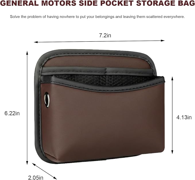 Car Seat Side Pocket Organizer, Multifunctional Leather Console Side Storage Pouch with Card Holder, Waterproof Phone & Sunglasses Pocket Bag for Car Door Seat Console (Brown) - Image 2