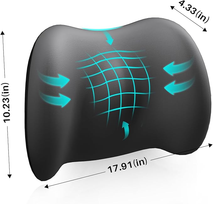 Cooling Lumbar Support Pillow for Office Chair,Memory Foam Car Back Cushion | Cool-Touch Lumbar Pillow Lower Back with Adjustable Straps, Ergonomic Chair Back Pillow for Office, Car, Gaming Chairs - Image 2