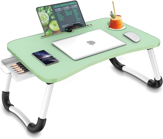 Fayquaze Portable Foldable Laptop Bed Desk with Storage Drawer and Cup Holder - Lap Desk Laptop Stand Tray Table for Eating, Reading and Working by FAYQUAZE