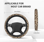 Leopard Cheetah Print Steering Wheel Cover 15 Inch + 2pc car Coasters | Universal Anti-Slip Breathable Animal Print Matching Set for Men Women - Image 5