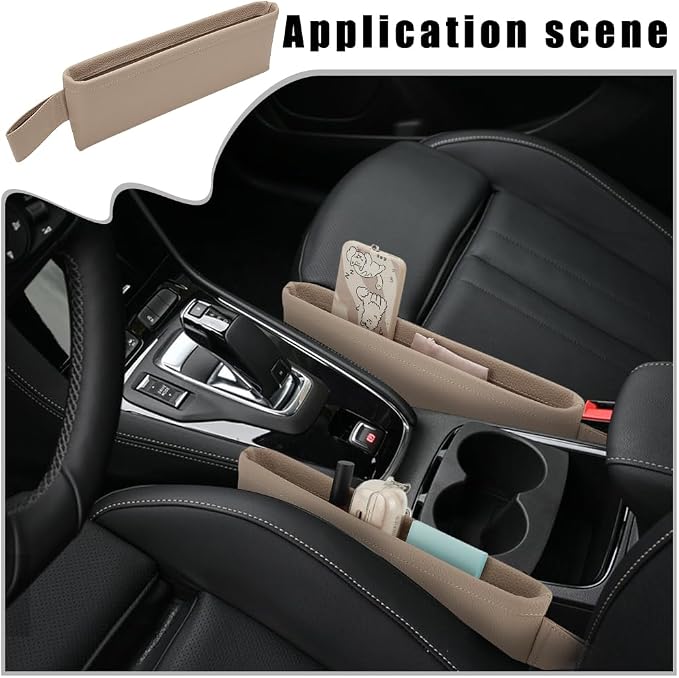 PH PandaHall 2pcs Car Seat Pockets Car Gap Filler Organizer Leather Seat Gap Storage Box Seats Catcher Holders Cars Console Side Organizer for Cars Accessories Phone Key Sunglasses Wallet Cards - Image 3