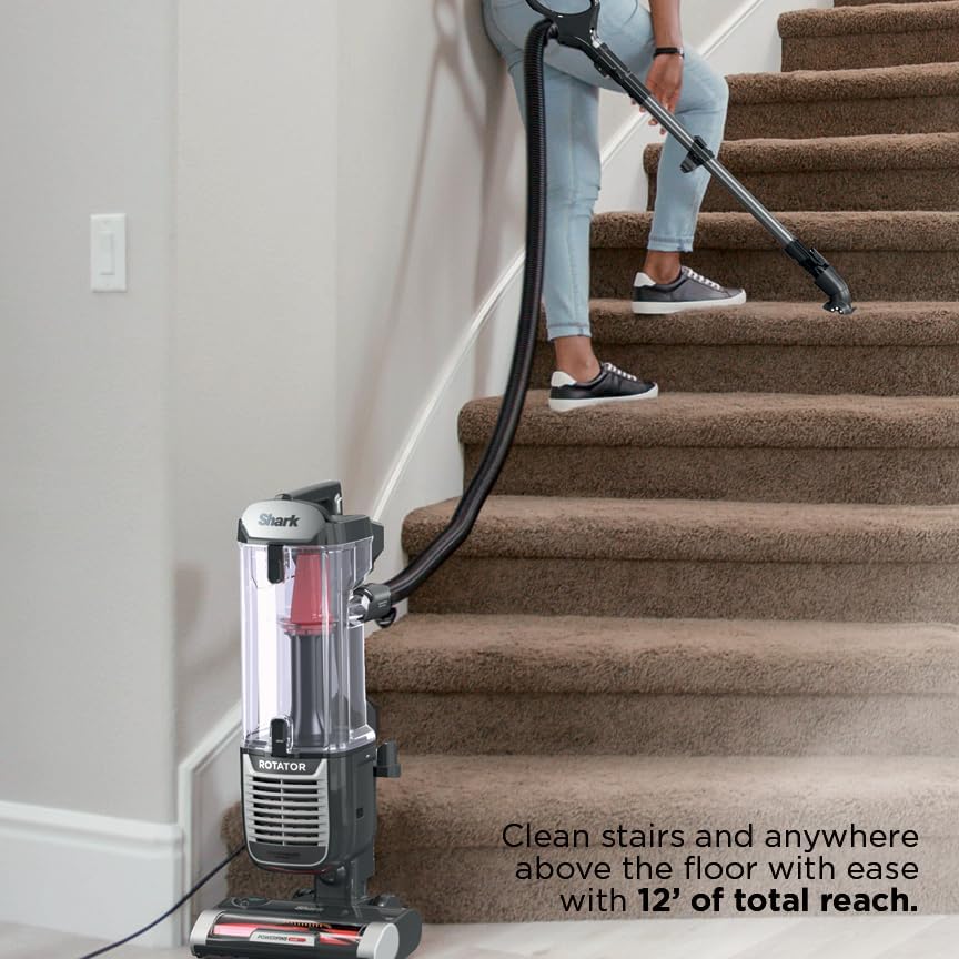 Shark ZU102 Rotator Pet Upright Vacuum with PowerFins HairPro & Odor Neutralizer Technology, Charcoal, 2.9 L Dust Cup - Image 4