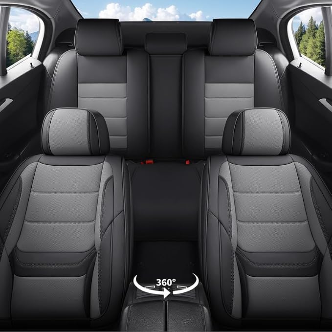 Car Seat Covers Full Set Custom Fit For Toyota Prius 2001-2026, Black&Gray | Lumbar Support, Premium Faux Leather, Breathable, Anti-Slip, Airbag Compatible, Waterproof, Car Seat Protectors, 2 Row-5Seat - Image 2