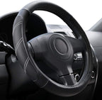 Elantrip Leather Steering Wheel Cover 15 1/2 to 16 inch Universal Large Soft Grip Breathable for Car Truck SUV Jeep Anti Slip Black by Elantrip