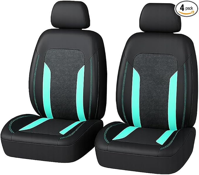 Car Seat Covers, Breathable Split Anti-Slip Vehicle Front Seat Protector with Removable Headrest Guard, Auto Interior Chair Protective Covers, Universal for SUV Automobile Truck (Mint Green) by Ywdiml