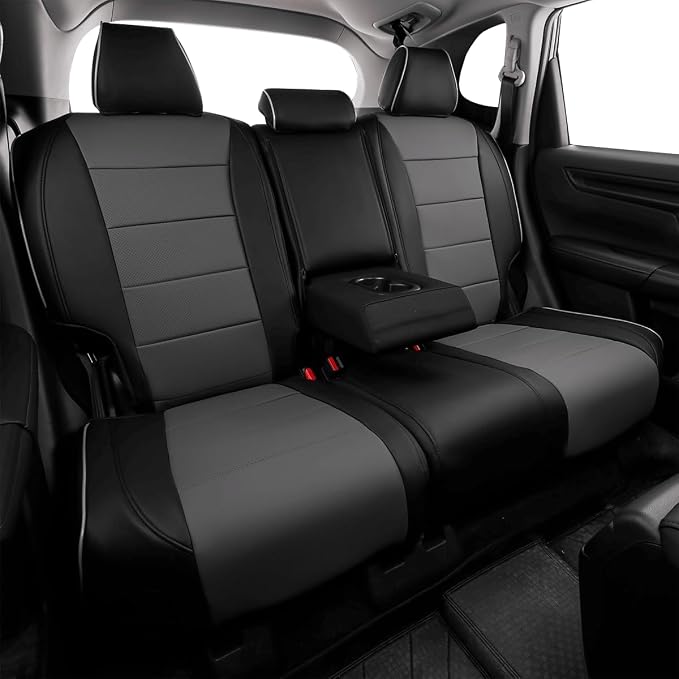 EKR Car Seat Covers for Honda HRV 2019-2022,Leatherette Full Set | Custom Fit for Honda HRV LX 2019-2022 Factory-Like Fit,360°Protection,Faux Leather(Black/Gray) - Image 5