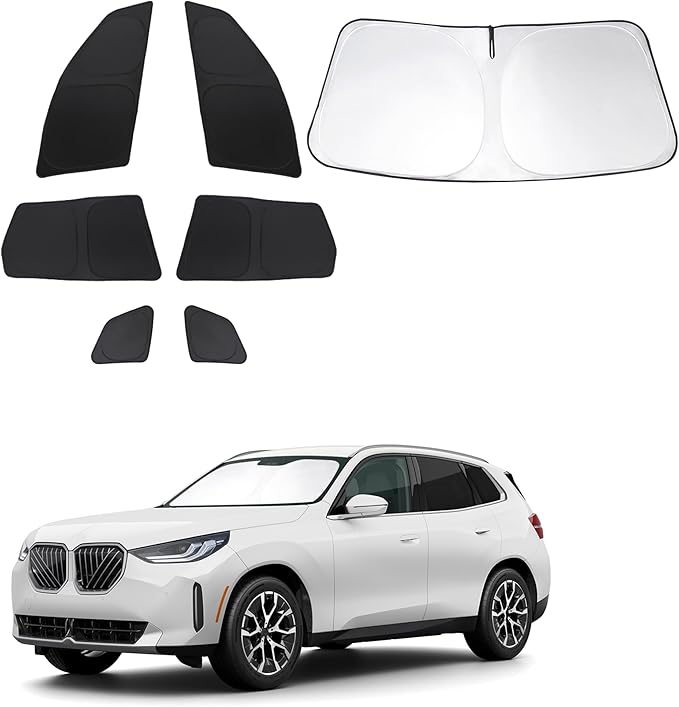 Windshield Sun Shade Car Windshield Foldable Full Windows Coverage Custom Fit for BMW X3 2025 2026 Accessories Car Window Shades Block Sun UV Rays 7PCS by FannycCargoCover