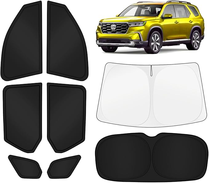 KUST Car Window Shades for Honda Pilot 2023-2025 2026 Windshield Sun Shade Side Window Cover UV Block Privacy Protection Accessories for Camping Blackout Rear Back Full Set 8PCS by KUST