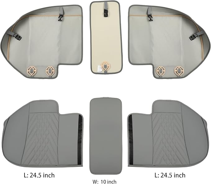 GIANT PANDA Premium PU Leather Rear Car Seat Cover Protector, Luxury Adjustable Anti-Slip Bottom Bench Seat Cover (49~59''),Fits 90% of Vehicles, Back Seat Cover, Grey - Image 8