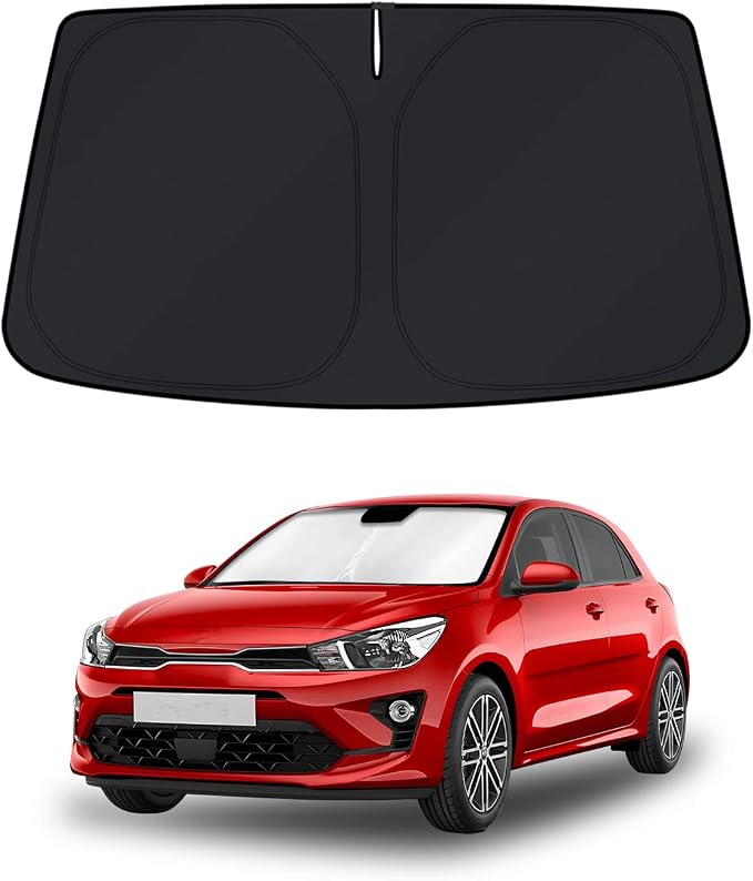KUST Windshield Sun Shade for Kia Rio 2018-2021 2022 2023 Accessories 4 Layers Car Sunshade for Front Windows Shade Custom Fit Rio Sun Visor 260T Retractable Blocks Shade UV Rays by KUST
