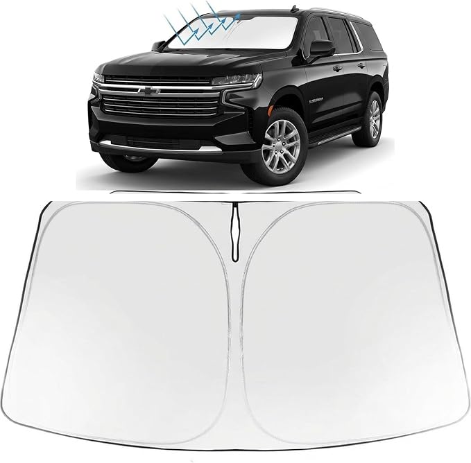 Proadsy Custom Fit Car Windshield Sun Shade for 2021-2026 Chevy Suburban | 240T Heat Shield, Drops Temp 54°F, Blocks 99% UV, Prevents Dashboard Cracking, Summer Parking & Beach Trips, Easy Twist-Fold by Proadsy