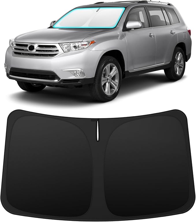 INSAUTO Custom Fit Windshield Sun Shade for Toyota Highlander 2008-2013 | Foldable Front Window Sunshade Car Accessories, UV & Heat Reflector, Keeps Interior Cool, Includes Storage Bag by INSAUTO