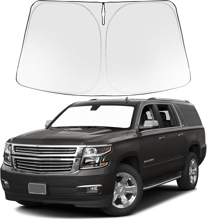 Proadsy Custom Fit Car Windshield Sun Shade for 2015-2020 Chevy Suburban | 240T Heat Shield, Drops Temp 54°F, Blocks 99% UV, Prevents Dashboard Cracking, Summer Parking & Beach Trips, Easy Twist-Fold by Proadsy