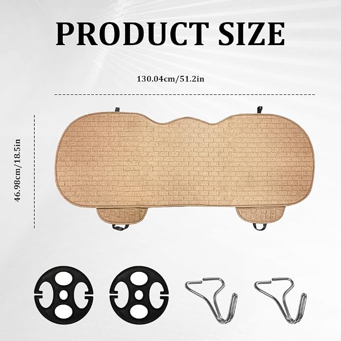 Linen Car Back Seat Cover, Car Seat Bottom Covers Protectors, Anti-Slip Automotive Long Rear Seat Protectors with Storage Pocket, Seats Back Protector for Most Vehicles (Rear Seat/Beige) - Image 2