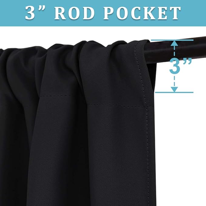 RYB HOME 2 Panels Blackout Doorway Curtains | Thermal Insulated, Privacy, Rod Pocket, Easy Installation, Drapes for Living Room Bedroom Dining Room, W34 x L80, Black - Image 4