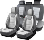 Coverado Car Seat Covers Full Set, Seat Covers for Cars, Front Seat Covers and Back Seat Cover Waterproof Leather Automotive Seat Cover, Universal Car Interior Protectors Cushion for Most Cars by COVERADOAUTO