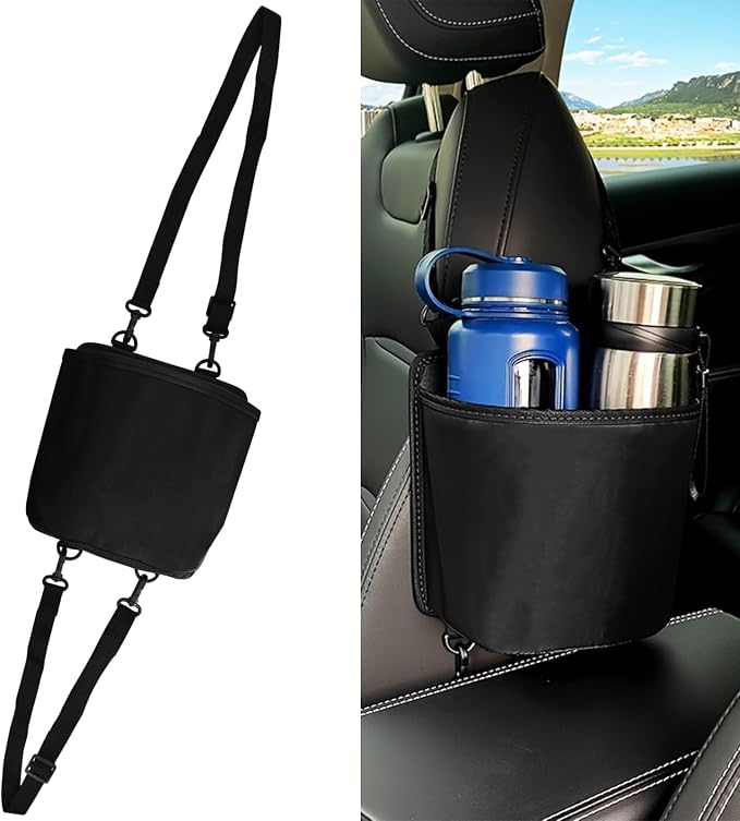 Car Cup Holder Expander for Car Seat Side, Multifunctional Hanging Storage Bag for Water Bottle Cup and Drink at Back Seat, Large Waterproof Oxford Cloth Hanging Cup Holder Organizer Tray by Hirificing
