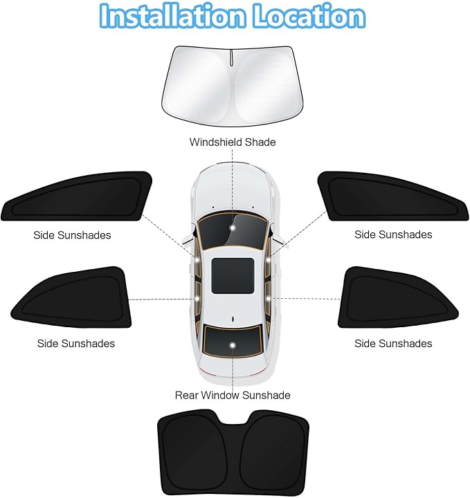 KUST Car Window Shades for 2020-2025 2026 Toyota Corolla Hatchback Accessories Windshield Sun Shade Side Rear Window Covers Sunshade Privacy Protection for Camping Blackout UV Block Full Set 6PCS - Image 8