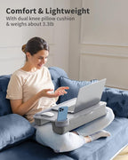 SAIJI Laptop Lap Desk with External Monitor Holder Fits Up to 17" Laptops | Lightweight Lap Tray Table Stand with Soft Leather Wrist Rest, Lap Desk with Cushion for Home Office Working On Couch & Bed - Image 5