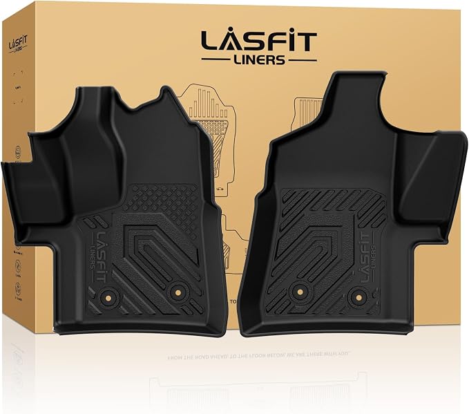 LASFIT Floor Mats for Ford Transit 2022-2026 Vinyl Floor with Posts Only | Ford Transit 150/250/350/350HD All Weather TPE Durable Protector Full Coverage Floor Liners for Transit-150 250 350 350HD by LASFIT