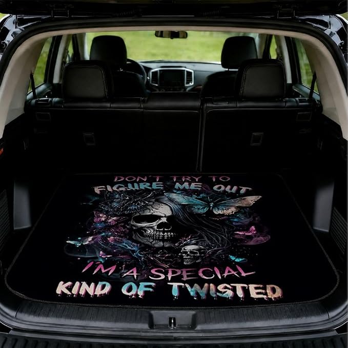 Car Trunk Mat for SUV, 29"x39" Halloween Gothic Skull Cargo Liner Protector | All Weather Universal Cargo Liners for Dogs, Car Accessory for SUVs/Sedan/Wagons, Durable Non-Slip Washable Rear Cargo Mat by Unknown