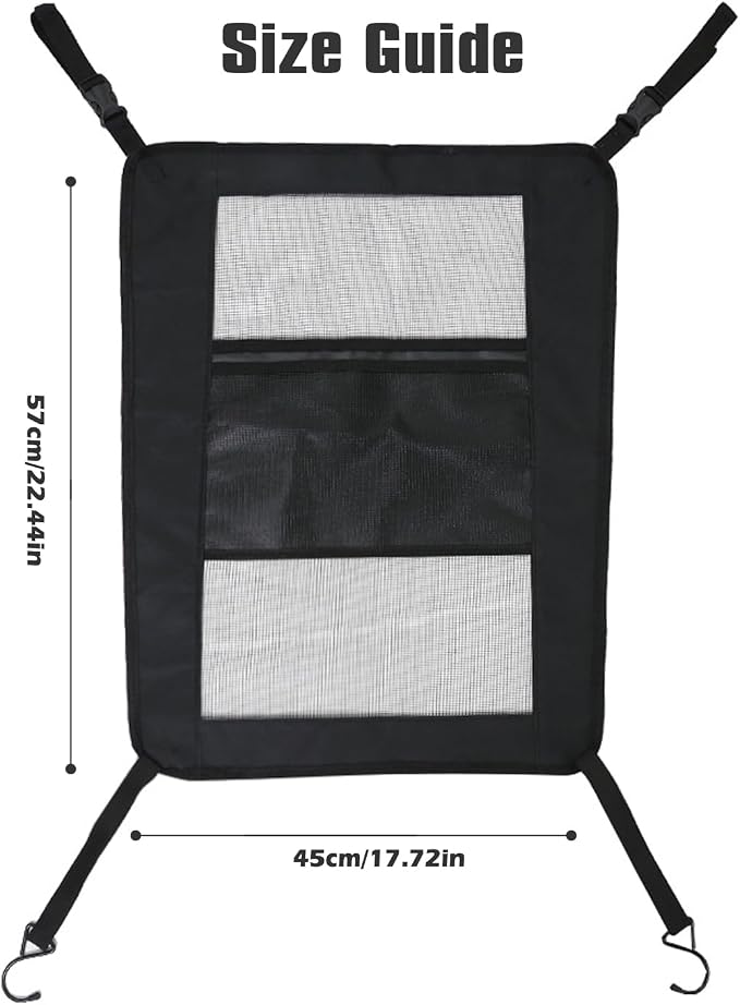 Dog Car Barrier,Backseat Pet Barrier for Cars, SUVs & Trucks, Mesh Dog Seat Divider with Adjustable Straps and Metal Hooks, Black Pet Car Barrier for Small Medium Dogs - Image 2