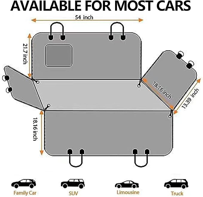Dog Car Seat Cover for Pets Waterproof Seat Cover Hammock Scratch Proof | Nonslip Back Seat Pet Bed Mat for Travel Durable Soft Back Seat Covers for Cars Trucks and SUVs ( 23.5 x 51 inch) - Image 8
