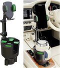 Adjustable Cup Holder Phone Mount 2-in-1 Vehicle Stand Green | Rotatable retractable base, abs construction, anti-slip pads, fits most cars, SUVs, and trucks, automotive accessories by Unknown