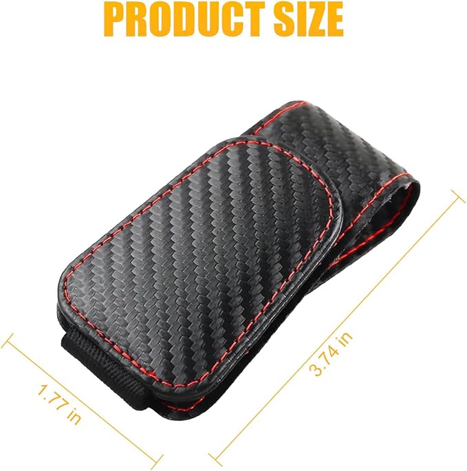 AICEL 2PCS Sunglasses Holders for Car Sun Visor, Carbon Fiber, Black | Leather Eyeglasses Hanger Mounter, Magnetic Glasses Holder and Ticket Card Clip, Car Accessories, Universal Fit - Image 2