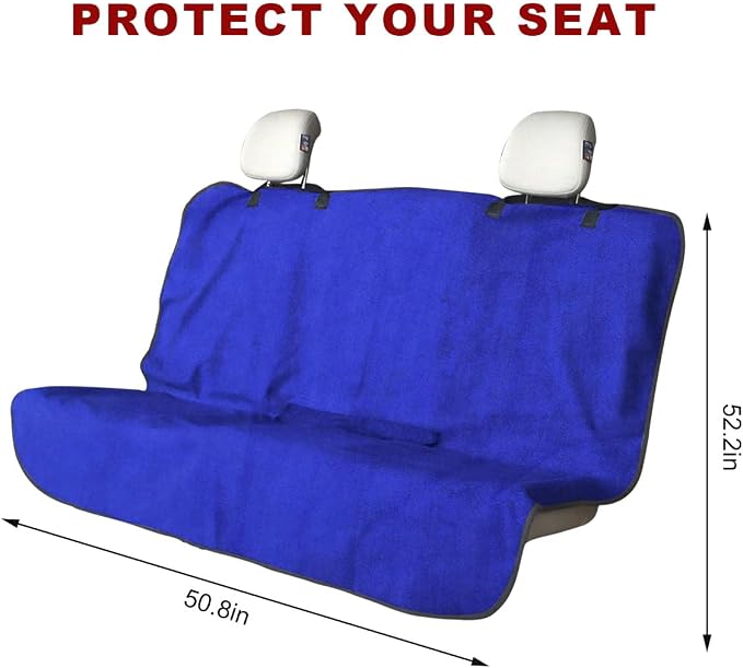 Car Towel Seat Cover, Waterproof Non-Slip Back Seat Protector for Post Gym Workout Beach Hiking, Sweatproof Washable Bucket Seat Protective Cover for Car SUV Truck Sedan (Blue) - Image 2