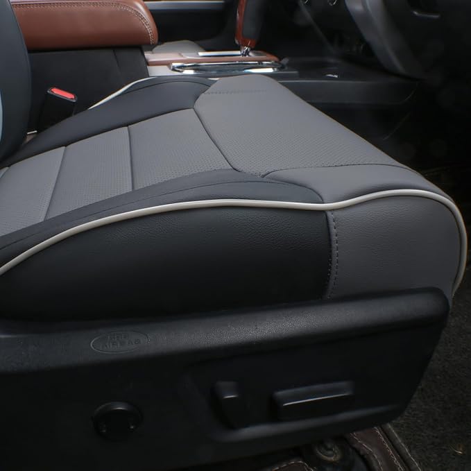 EKR Custom Fit Tacoma Rear Car Seat Covers for Toyota Tacoma 2016 2017 2018 2019 2020 2021 2022 2023 Access Cab - Second Row Only,Faux Leather(Black/Gray) - Image 2